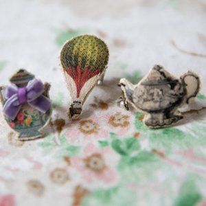 3 x adjustable linen/felt statement rings